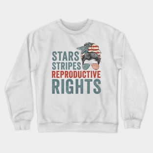 Retro messy bun stars stripes reproductive rights pro choice feminist gift Crewneck Sweatshirt